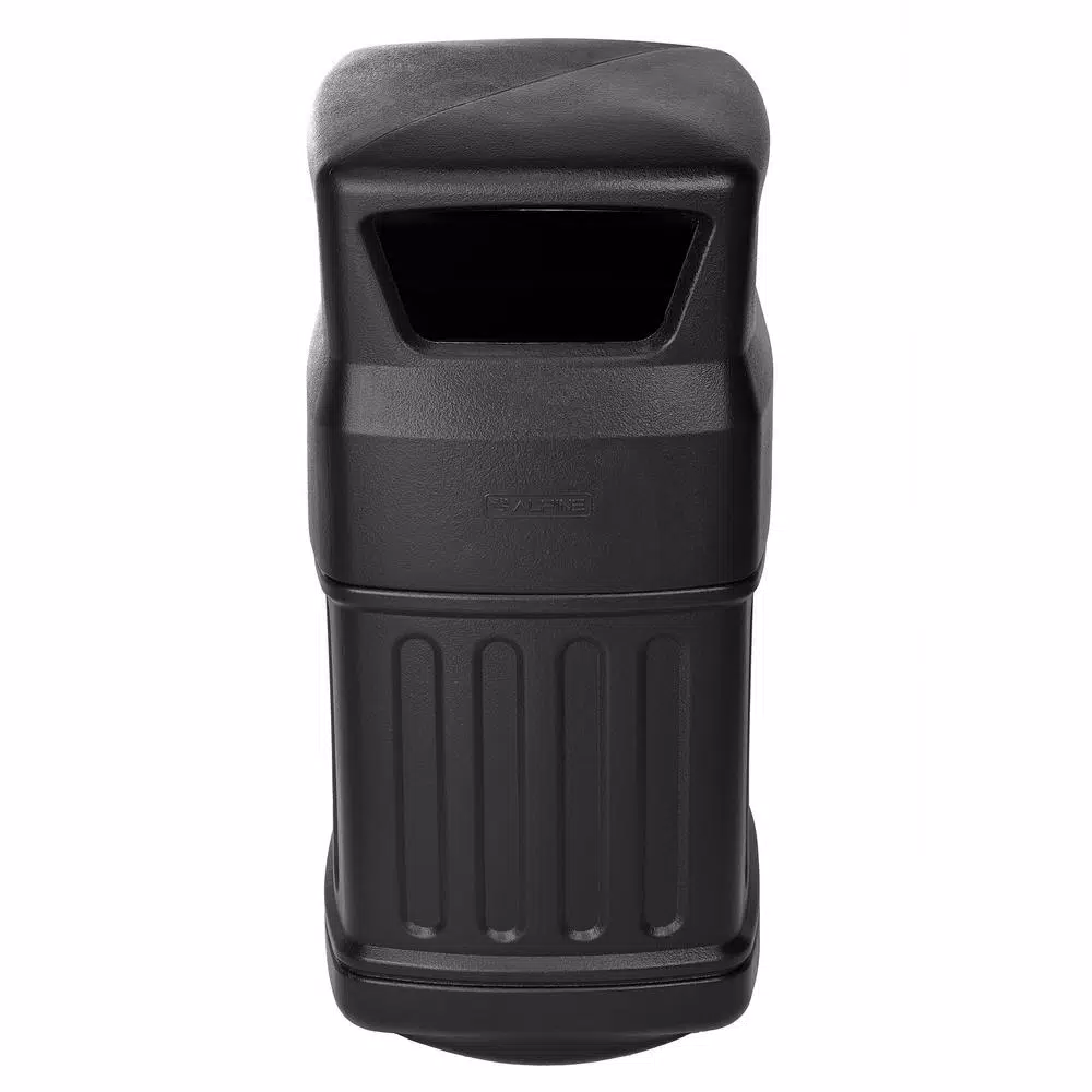 Alpine Industries 16 Gal. Black Open Dome Top Commercial Trash Can, Indoor/Outdoor