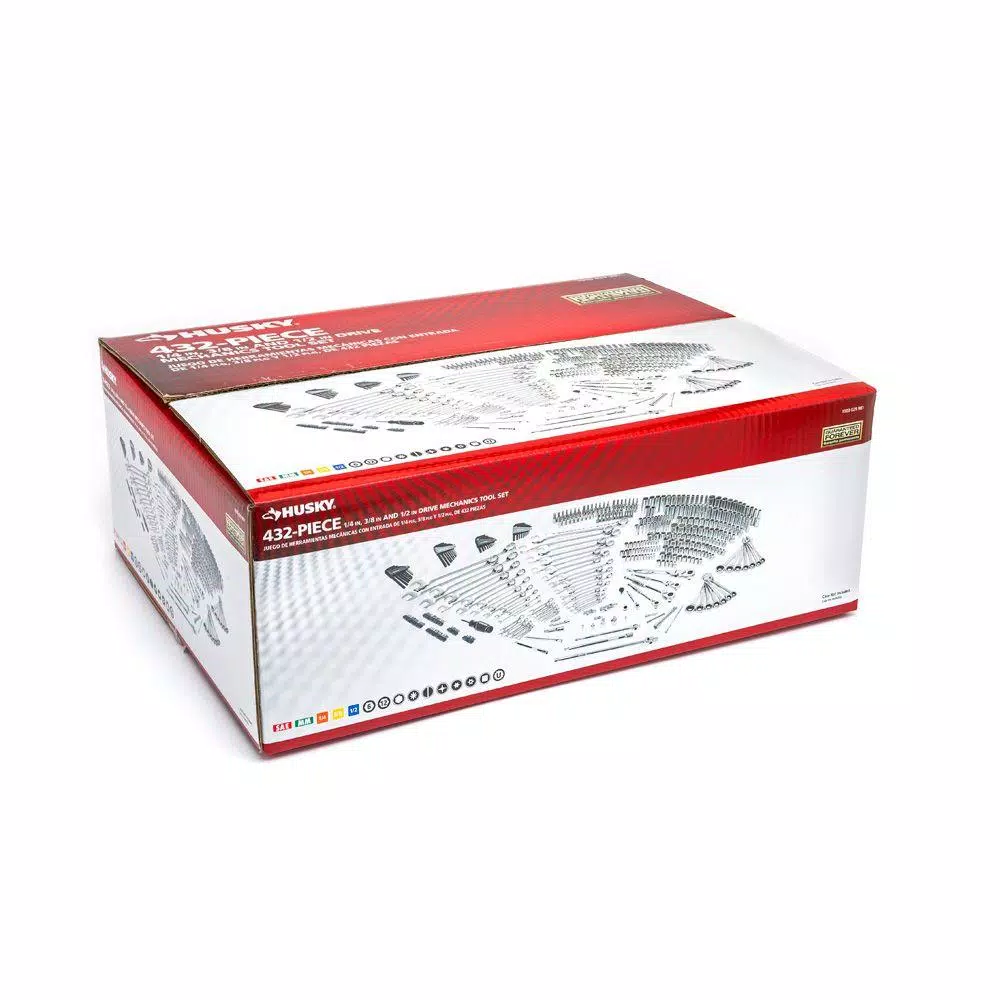 Husky 432-Piece Mechanics Tool Set with 1/4 in, 3/8 in, and 1/2 in. Drive Sockets and Wrenches