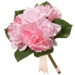 National Tree Company 12.2 in. Mixed Pink Rose and Peony Bouquet with Lace Ribbon Accents thumbnail 2
