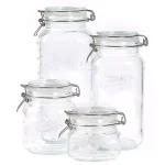 MASON CRAFT & MORE 4-Piece Embossed Glass Mason Jar Set - Airtight Kitchen Canisters thumbnail 1