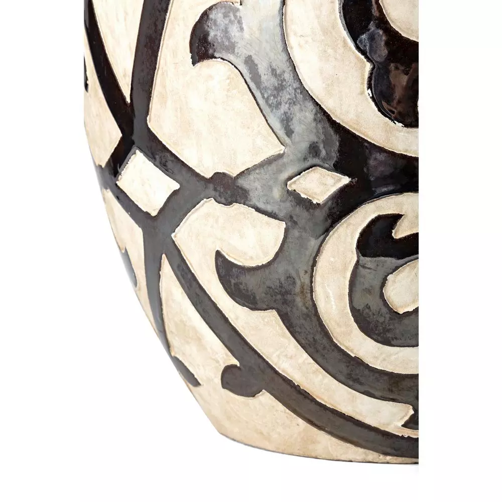 IMAX Benigna Beige Tall Oversized Floor Vase - Handcrafted Ceramic Amphora Decor