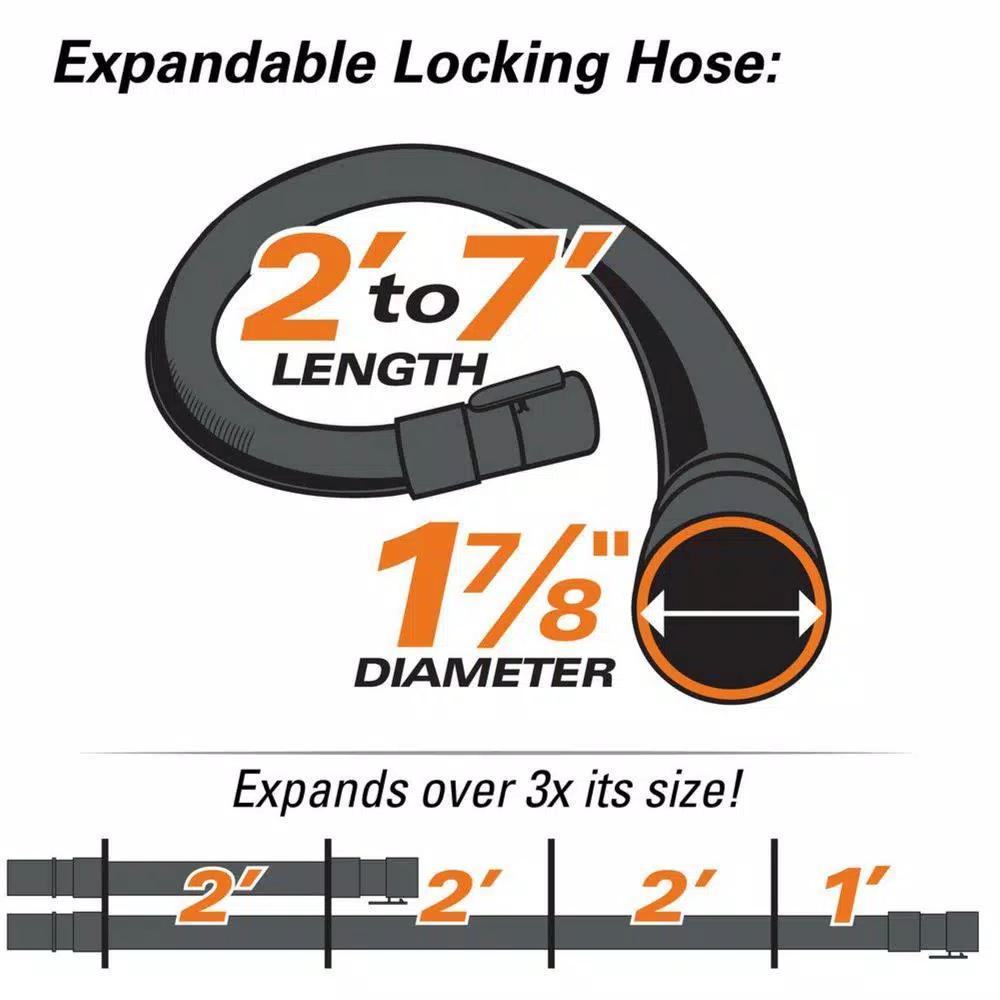 RIDGID 1-7/8 in. Tug-A-Long Expandable Locking Vacuum Hose for Wet/Dry Shop Vacuums