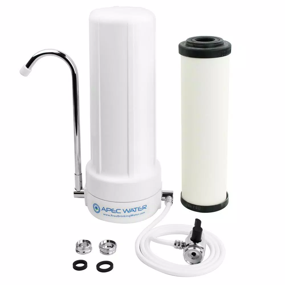 APEC Water Systems 4-in-1 Ceramic Countertop Water Filter System - Portable Drinking Water Purifier