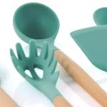 MegaChef 9-Piece Mint Green Silicone and Wood Kitchen Utensil Set with Ceramic Holder thumbnail 5