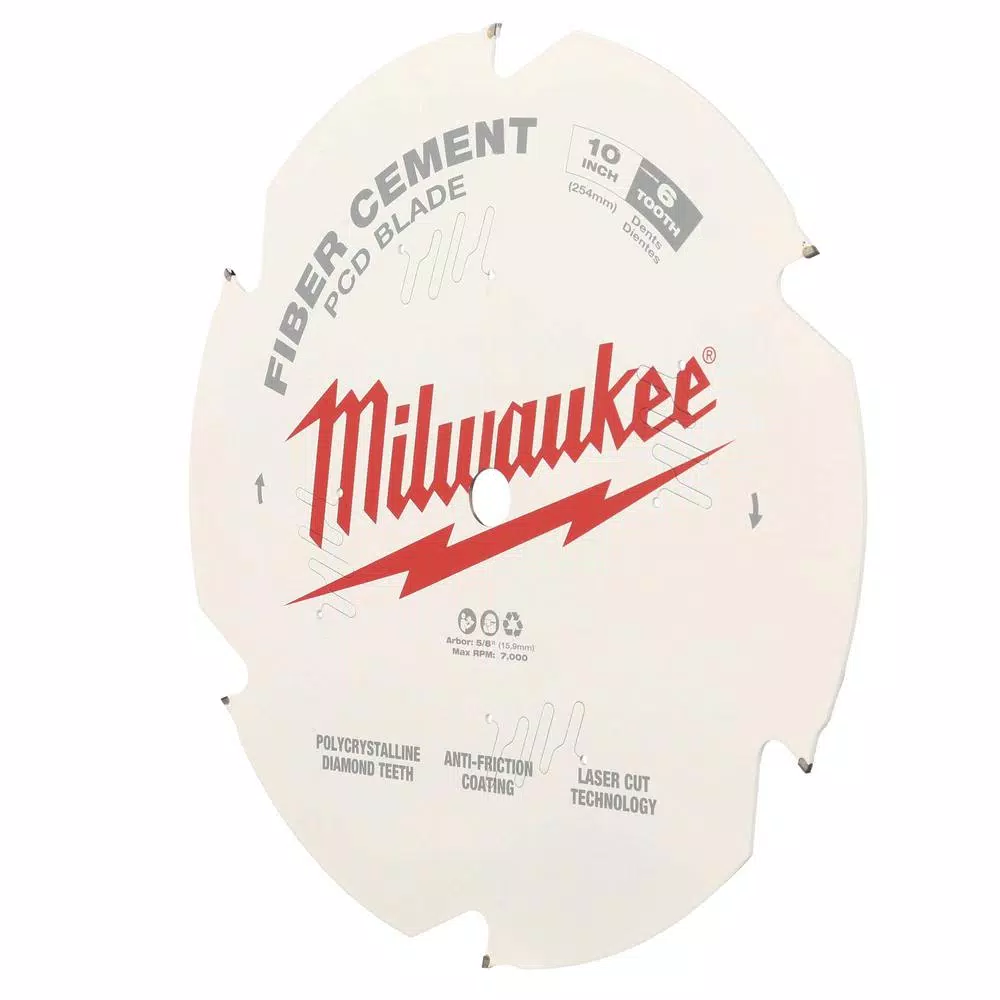 Milwaukee 10 in. 6-Tooth PCD Tipped Fiber Cement Circular Saw Blade