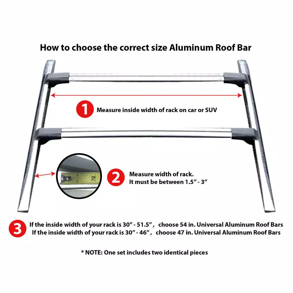 PRO-SERIES 47 in. Universal Aluminum Roof Bars for Small SUVs (Set of 2)