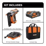 RIDGID 18V Brushless HYPERDRIVE 18-Gauge 2-1/8 in. Cordless Brad Nailer Kit thumbnail 2