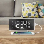 La Crosse Technology Curved Mirror LED Digital Alarm Clock with Temperature, Humidity, and USB Charging Port thumbnail 7