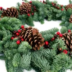 VAN ZYVERDEN 24 in. Live Fresh Cut Pacific Northwest Noble Fir Christmas Wreath with Berries and Pinecones thumbnail 2