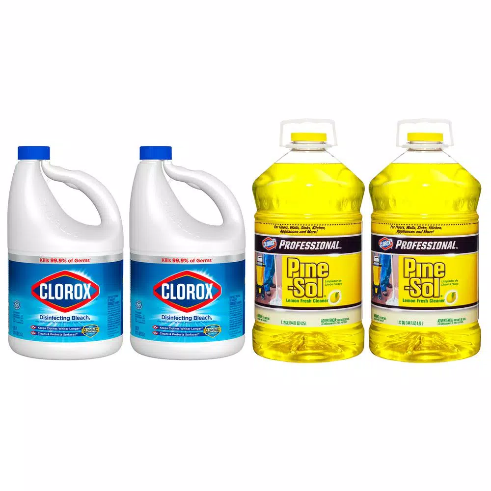 Clorox Disinfecting Bleach & Pine-Sol Professional Lemon Fresh Multi-Surface Cleaner Bundle (4-Pack)