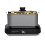 West Bend 6 Qt. Silver Non-Stick Versatility Slow Cooker with Griddle Base, Travel Lid, and Thermal Tote thumbnail 3