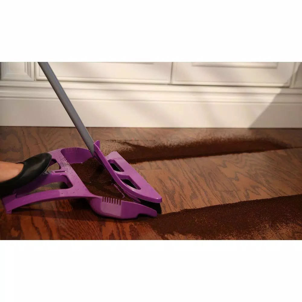 WISP 3-Piece Broom and Dustpan Set with Telescoping Handle and Bristle Seal Technology - Purple