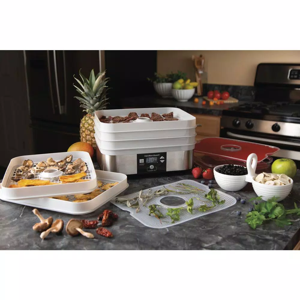 Hamilton Beach Food Dehydrator with 5 Stackable Trays, 500W, Grey