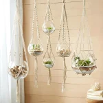 Two's Company Handcrafted Macrame Plant Hangers with Clear Glass Bowls, Set of 5 thumbnail 1