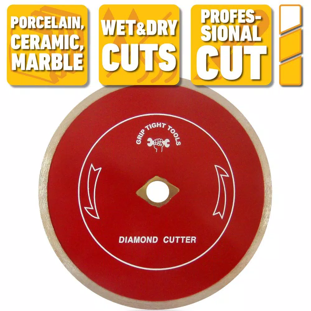 GRIP TIGHT TOOLS 7 in. Professional Continuous Rim Diamond Blade for Porcelain, Ceramic, and Marble Tile
