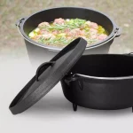 ExcelSteel 6 Qt. Round Cast Iron Dutch Oven with Lid - Black thumbnail 5