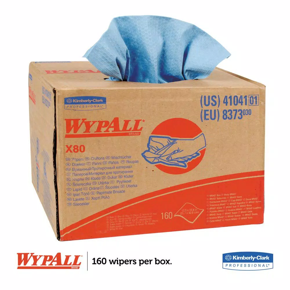 Wypall X80 Blue Wipers, HydroKnit Technology, 160-Box Bulk Pack