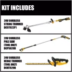 DEWALT 20V MAX Cordless Brushless 3-Tool Combo Kit: 14 in. String Trimmer, 8 in. Pole Saw & 22 in. Hedge Trimmer thumbnail 3