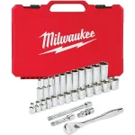 Milwaukee 3/8 in. Drive SAE Ratchet and Socket Set, 28-Piece thumbnail 1