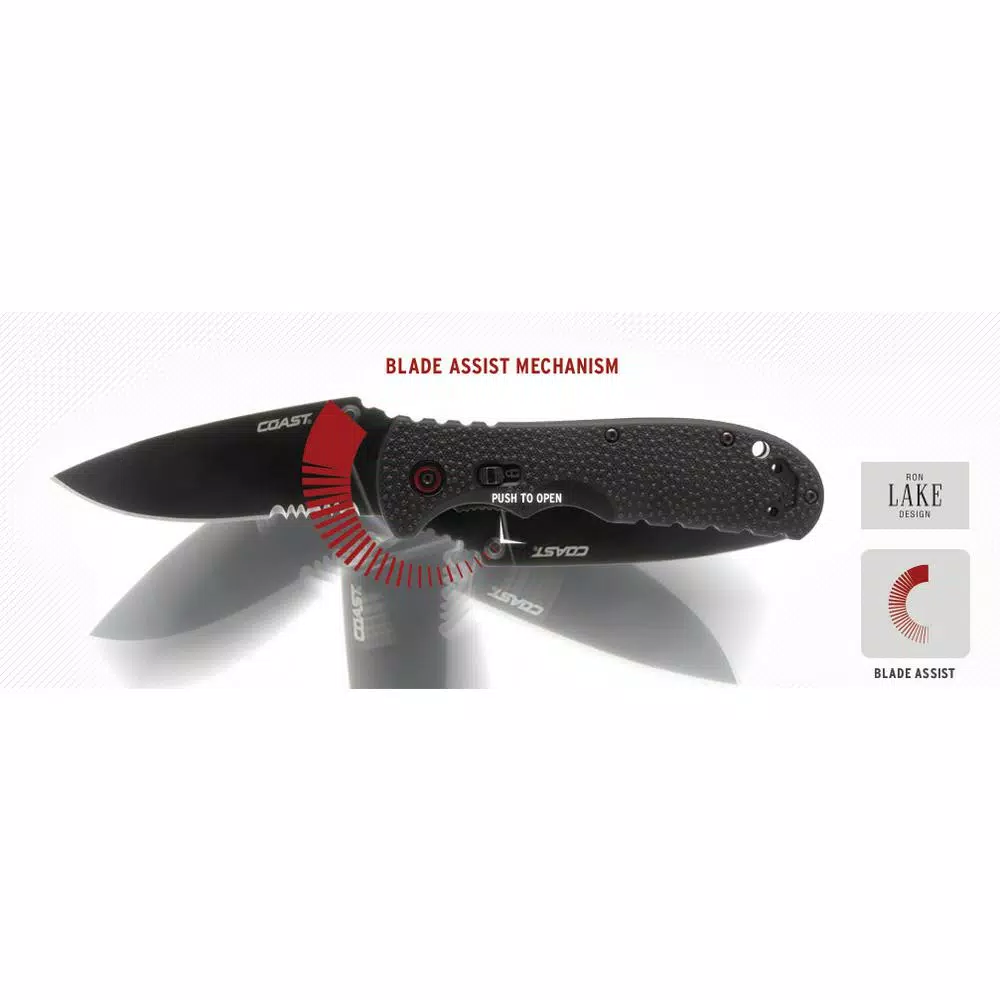 Coast RX352 3.625 in. Stainless Steel Partially Serrated Drop Point Folding Knife