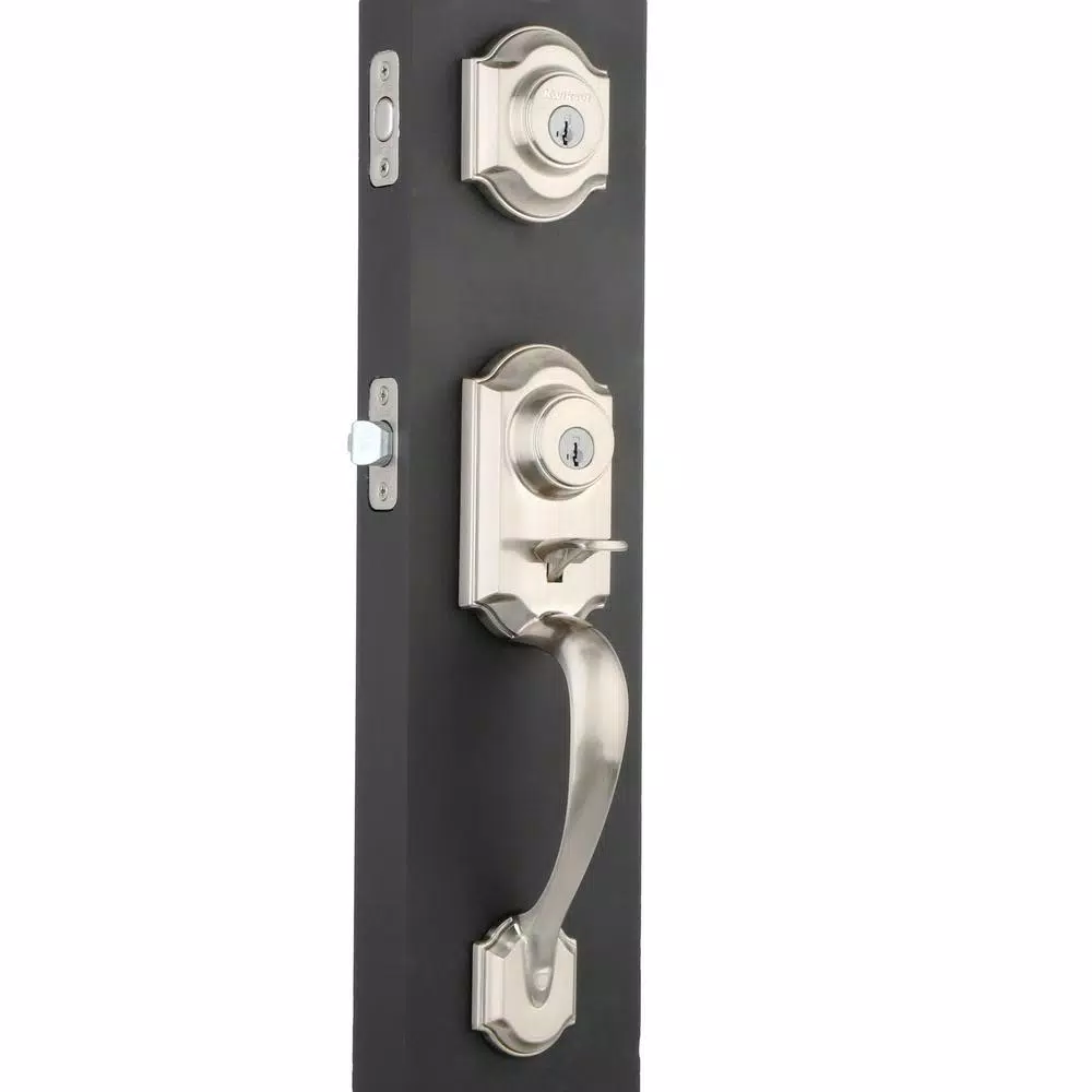Kwikset Montara Keyed Entry Handleset with Single Cylinder Deadbolt, Satin Nickel