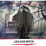 Haunted Hill Farm 6 ft. Animatronic Talking Witch Halloween Prop with Shrunken Skull thumbnail 7