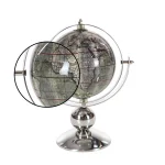 LITTON LANE 10 in. Modern Decorative Globe with Brown and Silver Stainless Steel Base thumbnail 3