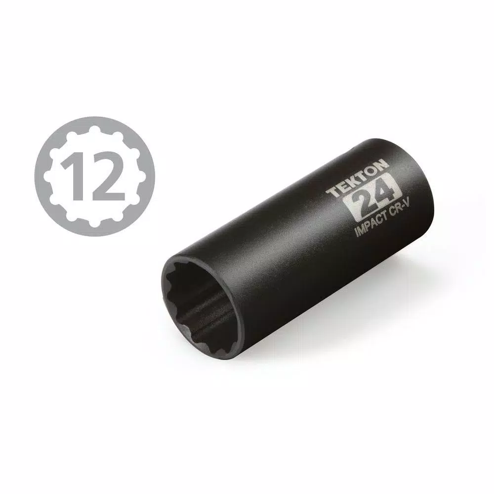 TEKTON 1/2 in. Drive 11-32 mm 12-Point Deep Metric Impact Socket Set, 14-Piece