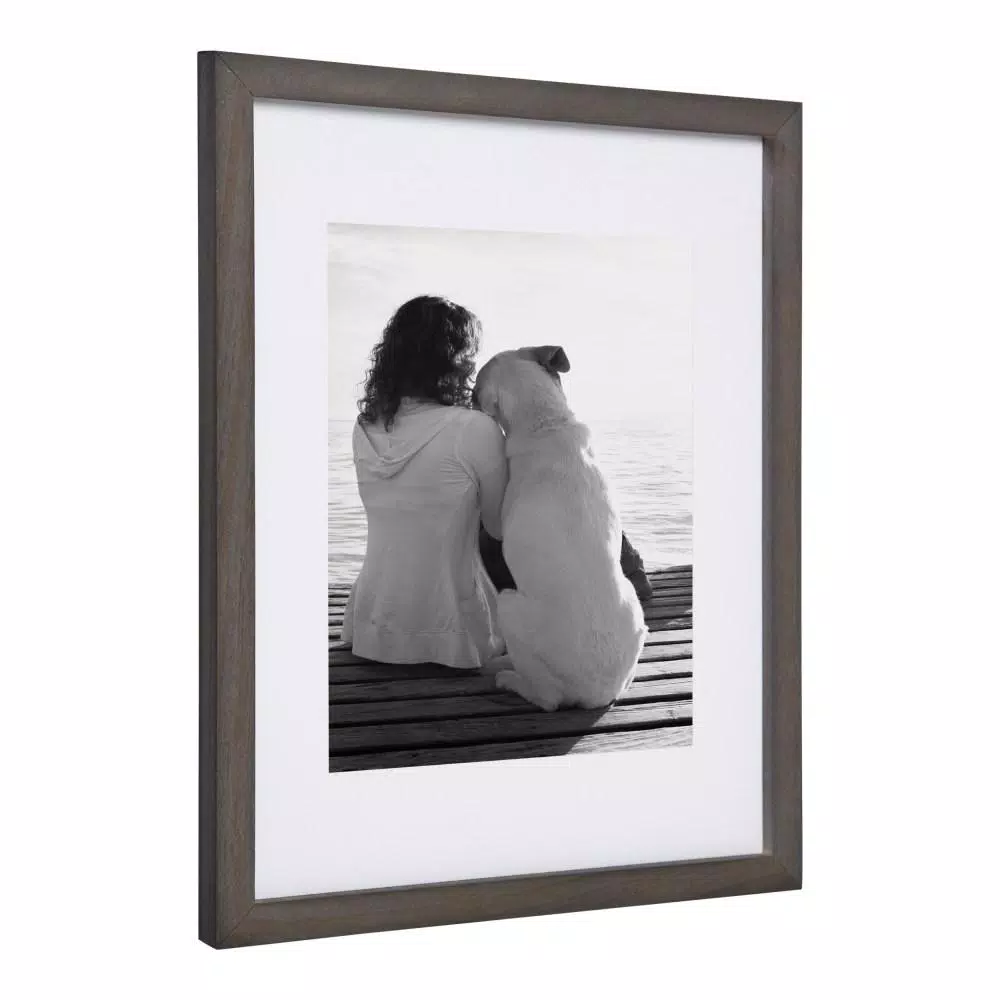DesignOvation Gallery Wood Photo Frame Set, 4-Pack, Gray, 11x14 matted to 8x10