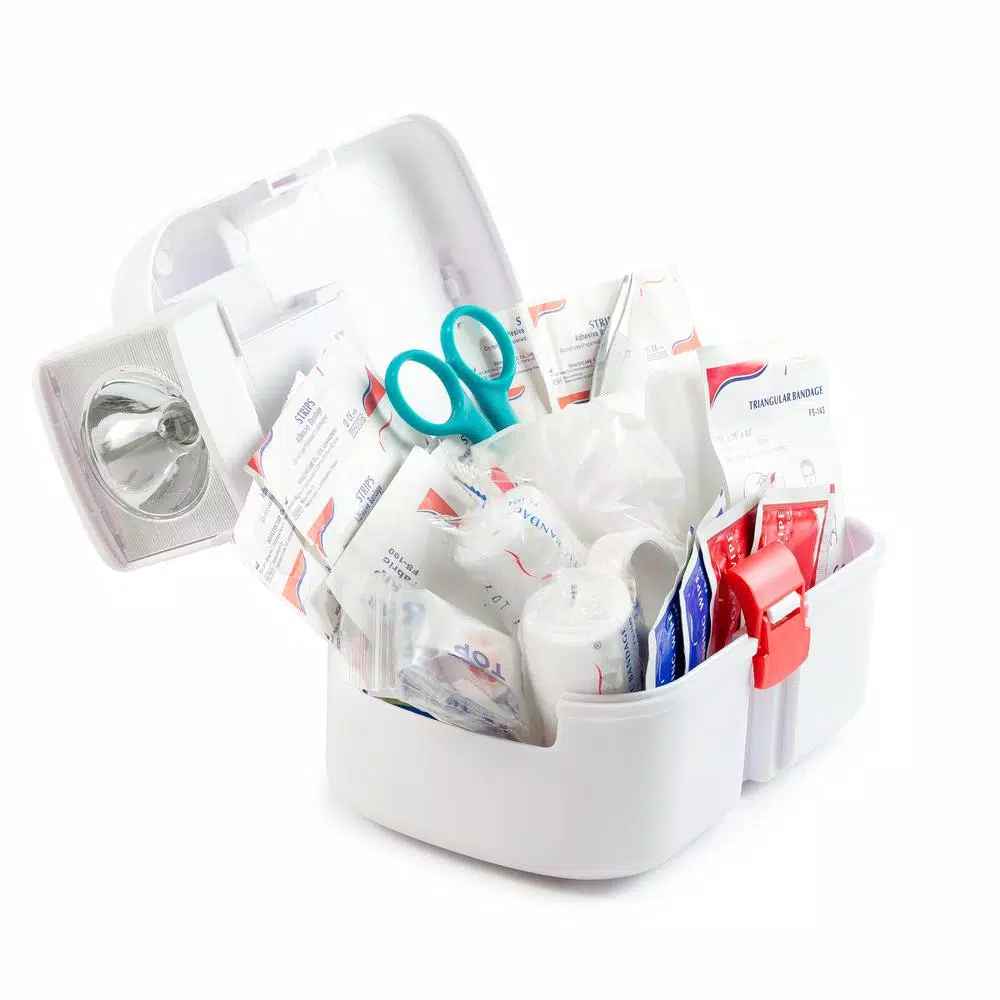 Unbranded 52-Piece First Aid Emergency Kit with Built-in Flashlight and Impact Resistant Case
