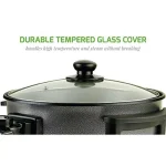 Ovente 12-Inch Electric Skillet, 1400W Non-Stick Aluminum Pan with Tempered Glass Lid thumbnail 4