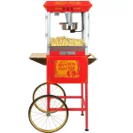 Funtime Sideshow Popper 8 oz. Popcorn Machine & Cart, Traditional Red/Gold Theater Style thumbnail 1
