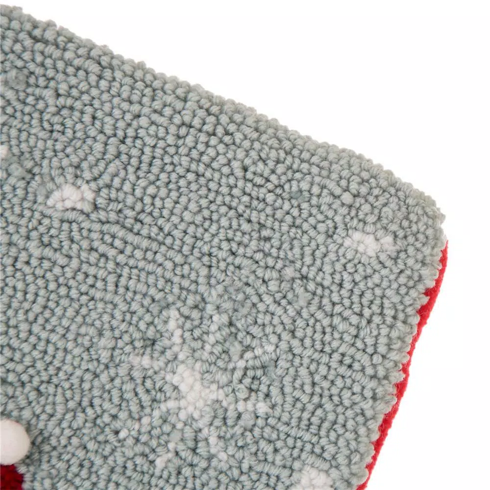 Glitzhome 19 in. Fox Hooked Christmas Stocking with Red Scarf and Santa Hat