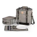 Picnic Time Frontier Heathered Gray Picnic Utility Cooler Bag with Meal Set for Four thumbnail 1