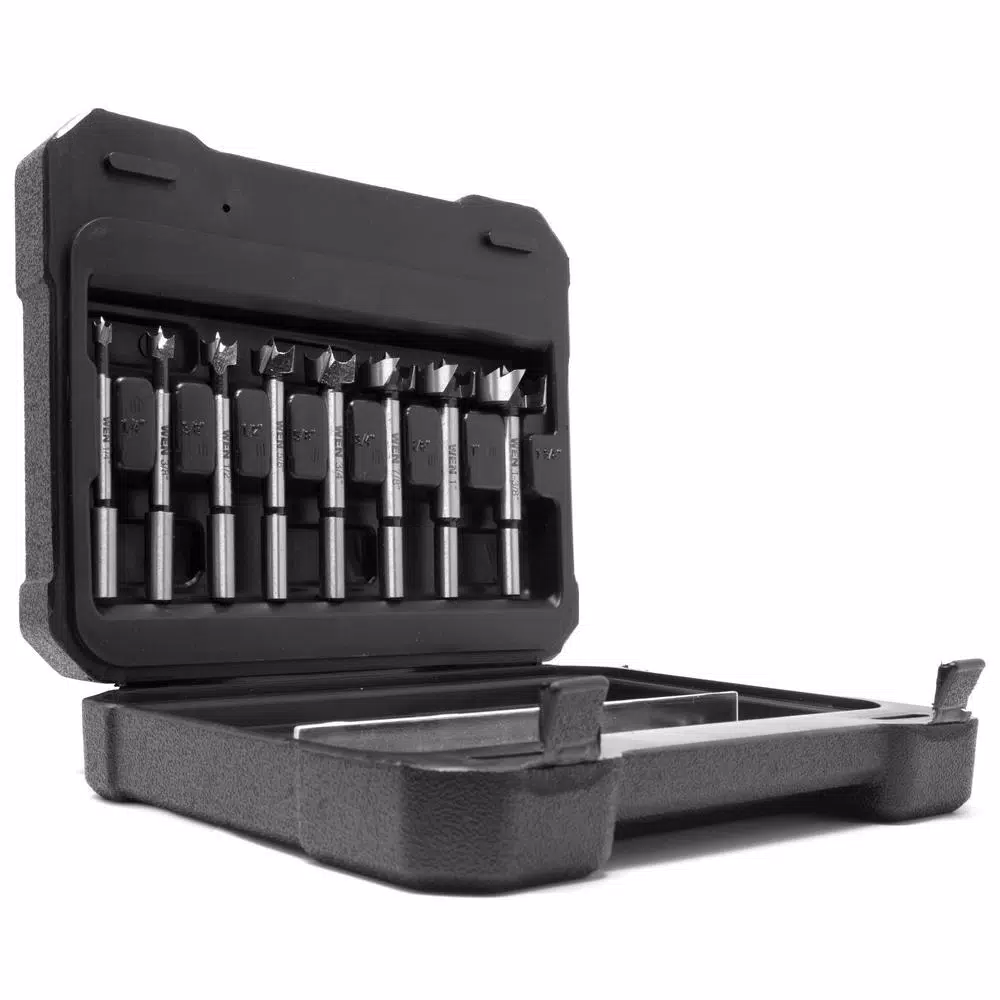 WEN 8-Piece Forstner Bit Set with Carrying Case, High Carbon Steel