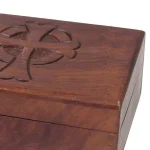 Stonebriar Collection Natural Wood Trinket Box with Carved Cross and Hinged Lid thumbnail 2