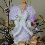 Northlight 13.5 in. Fiber Optic Angel Christmas Tree Topper - Silver Gray & White thumbnail 3