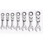 GEARWRENCH SAE Stubby Flex Head Combination Ratcheting Wrench Set, 7-Piece thumbnail 4