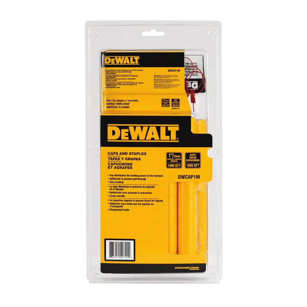 DEWALT 18-Gauge 5/16 in. Crown Staples with Plastic Caps, 1 in. Leg (1,000-Pack)