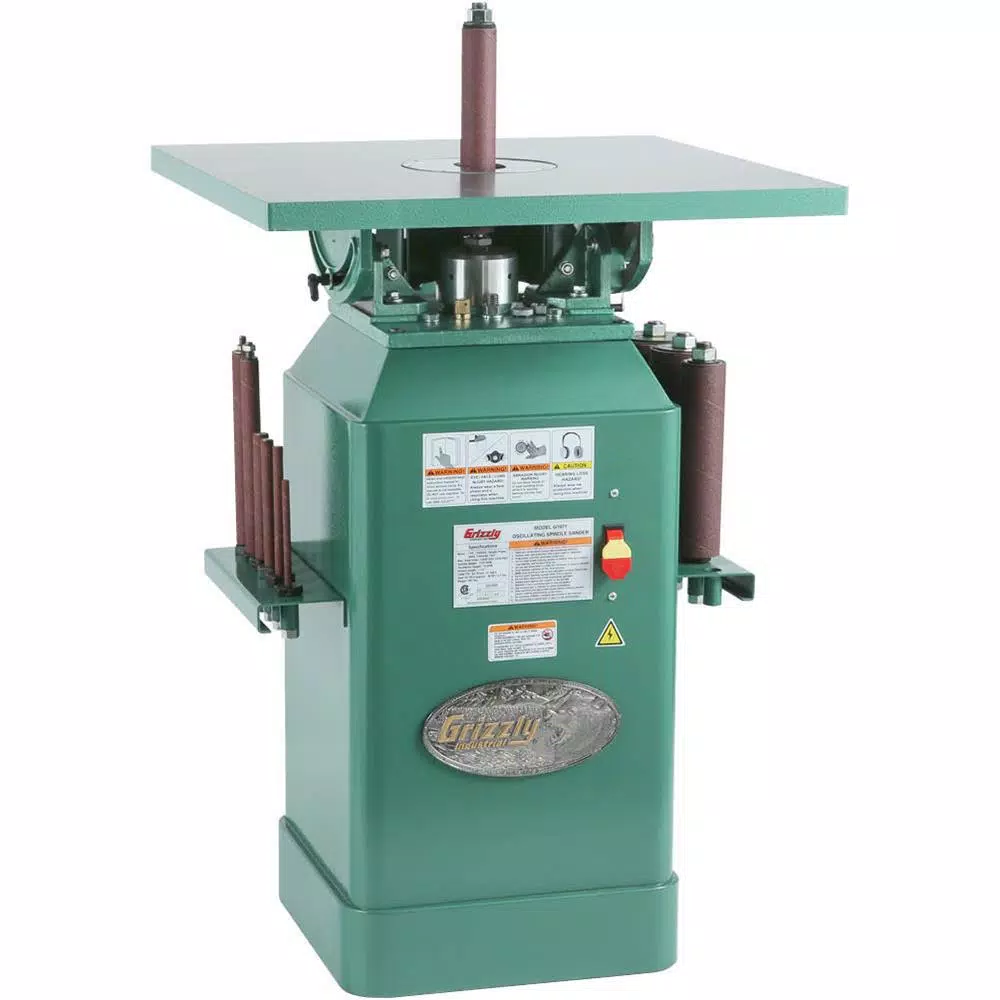 Grizzly Industrial 1 HP Oscillating Spindle Sander with 25 in. x 25 in. Cast-Iron Table and Steel Stand