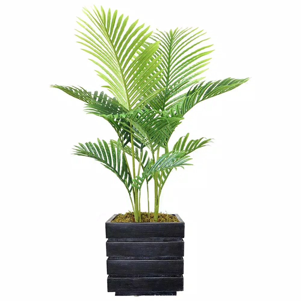 Vintage Home 50 in. Real Touch Artificial Palm Tree in Black Fiberstone Planter