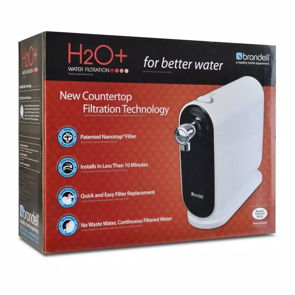 Brondell H2O+ Cypress Countertop Water Filtration System, 3-Stage Carbon Block Filtration