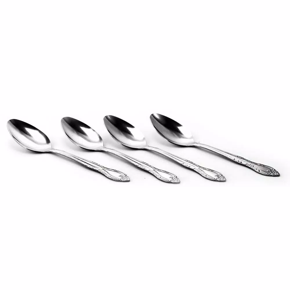 Gibson Home Abbie 24-Piece Stainless Steel Teaspoon Set, Ornate Silver Design, Service for 24