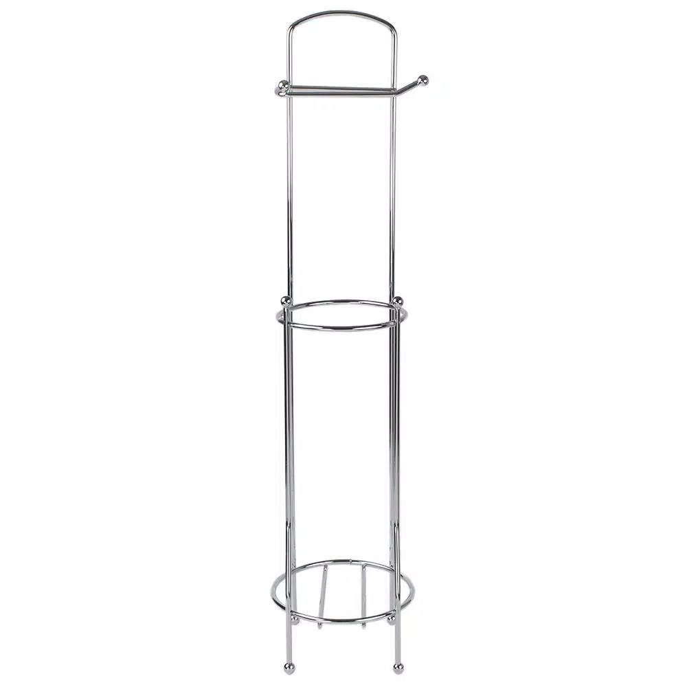Home Basics Freestanding Chrome Toilet Paper Holder and Dispenser with 3-Roll Storage