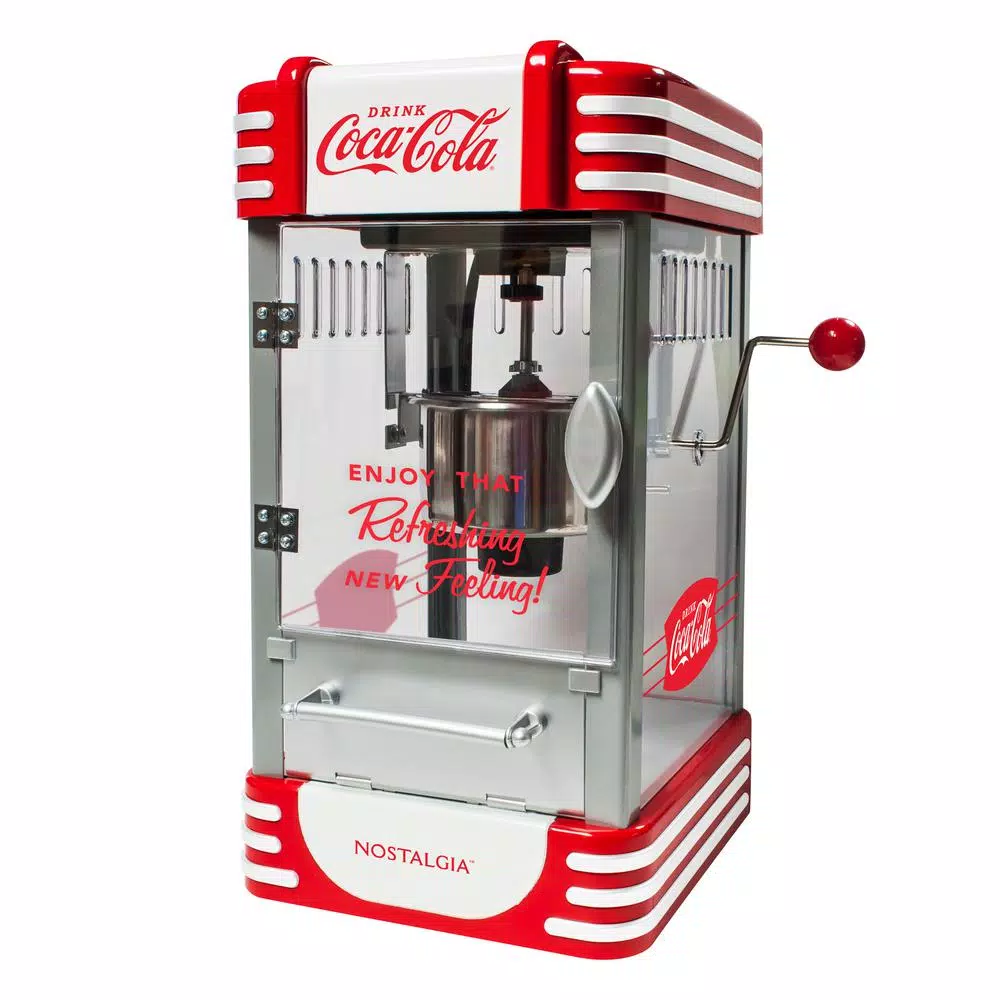 Unbranded Coca-Cola Countertop Popcorn Popper Machine with 2.5-Oz. Stainless Steel Kettle, Red