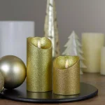 Northlight 4 in. Gold Glitter Flameless Battery Operated Christmas Decor Candle thumbnail 2