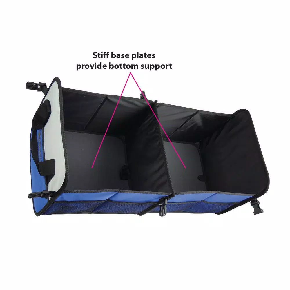GigaTent 2-Compartment Collapsible Portable Trunk Organizer and Soft-Side Cooler, Blue