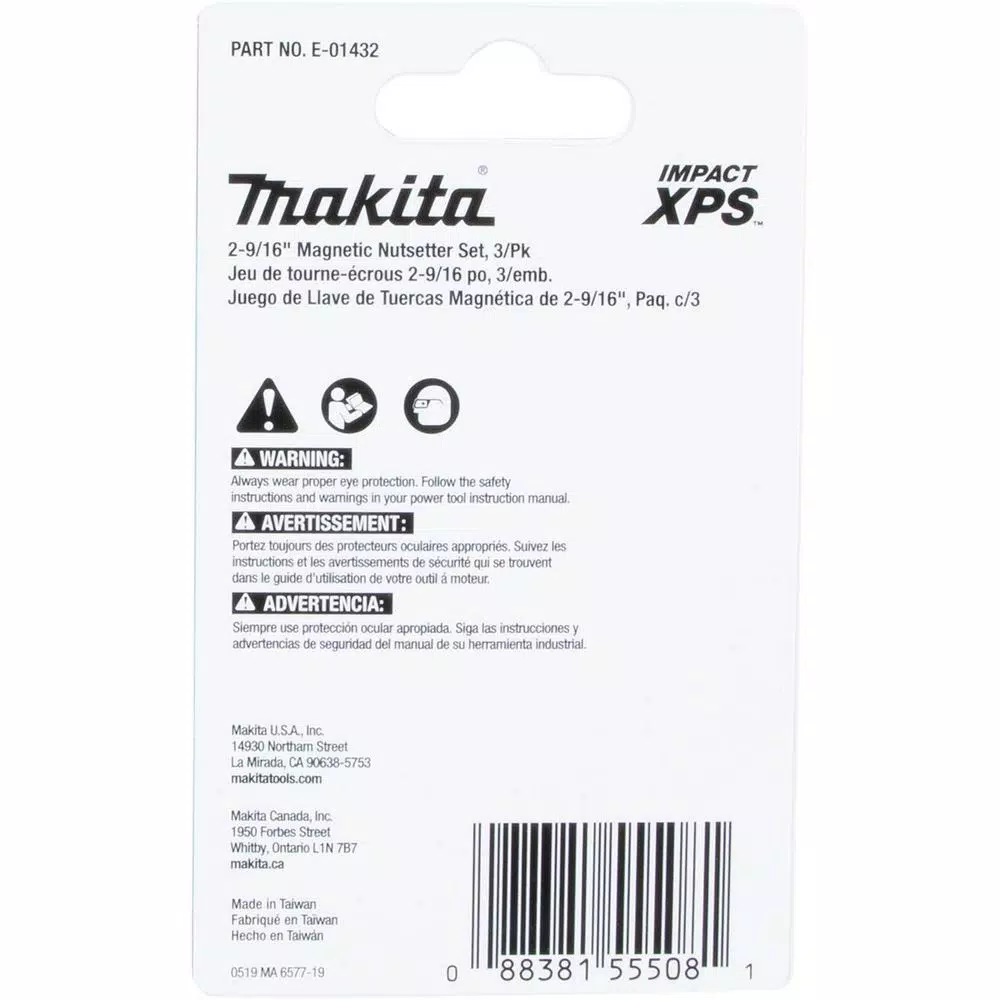 Makita IMPACT XPS Magnetic Nutsetter Set, 3-Piece Alloy Steel Hex Shank Nut Driver Set