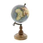 LITTON LANE 10 in. New Traditional Decorative Globe with Wooden Marble Base and Iron Axis thumbnail 2