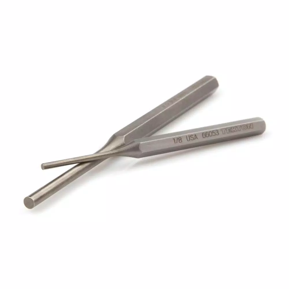 TEKTON 7-Piece Pin Punch Set, 1/16 in. to 1/4 in. with Walnut Bench Block